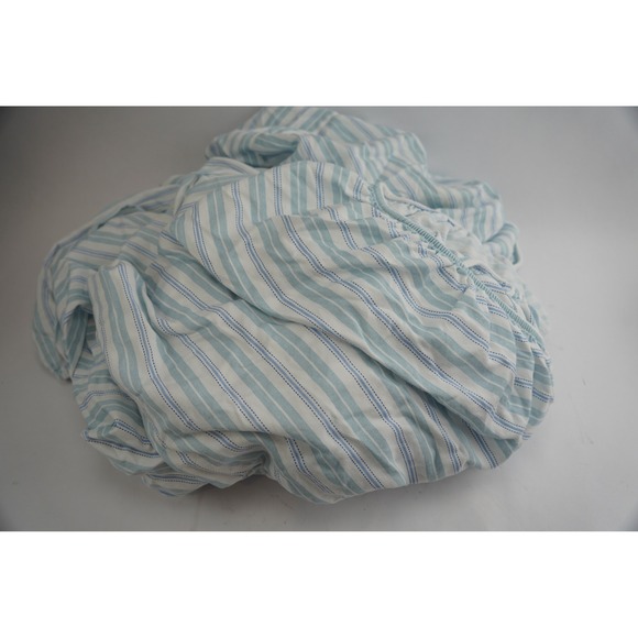 Laura Ashley Sheet Set King Blue White Striped 100% Cotton Excellent